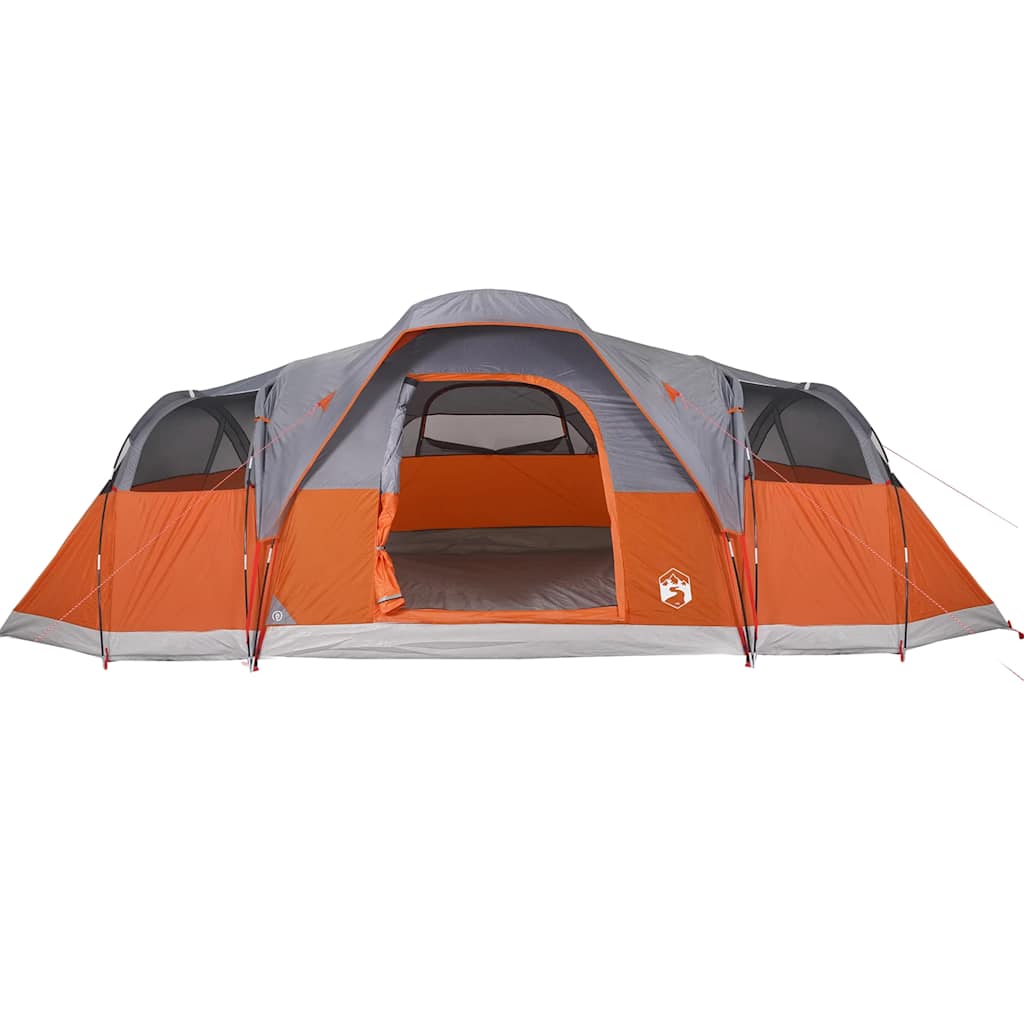 Dome Family Tent for 11 Persons Grey and Orange Waterproof