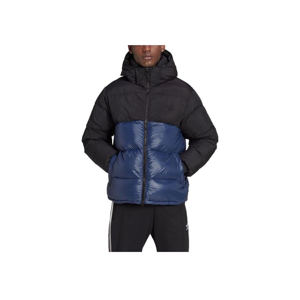 Adidas Originals Color Block Zip Up Hooded Long Sleeve Jacket Men Jackets Blue Black HL9184