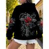 Abbigliamento Donna Taglie Forti, Felpa con Cappuccio da Donna Taglie Forti - Felpa con Cappuccio a Manica Lunga con Tasca e Stampa Totem