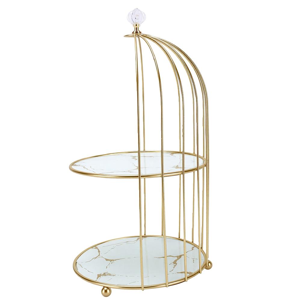 Alzata per Torta Gabbia per Uccelli Elegante Multifunzione in Metallo a 2 Piani Espositore per Dolci per Matrimoni Compleanni Feste Pomeriggio