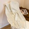 Winter New Mohair Striped Women Scarf Girls Female Warm Thickened Long Scarves Soft Coarse Braid Tassel Shawl Retro Wrap Shawls