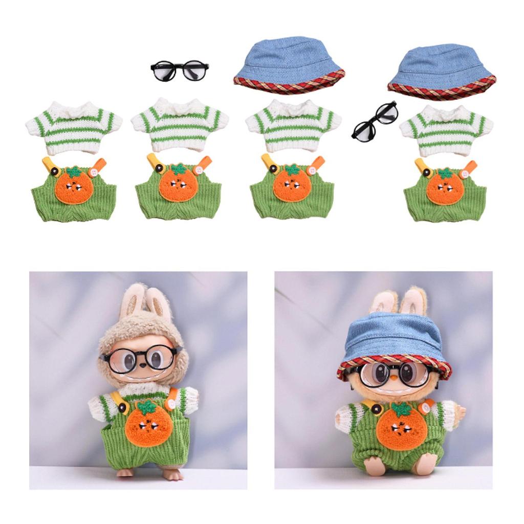 Plush Figure Sweater and Suspender Pants Jumpsuit Outfit Educational for Kids Photo Props Make Your Own Dolls for 6.69'' Doll