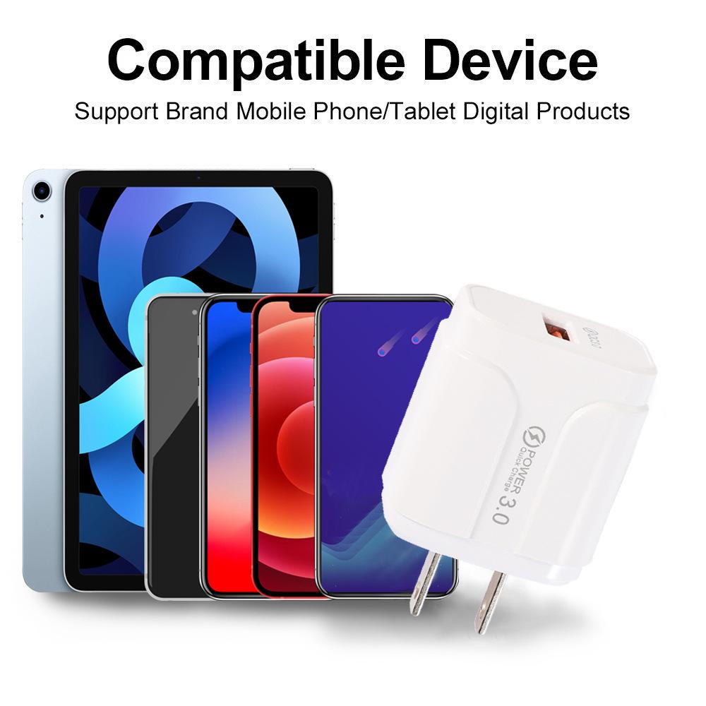 18W QC3.0 Fast Charger Plug with Single USB Port (EU/US Spec)