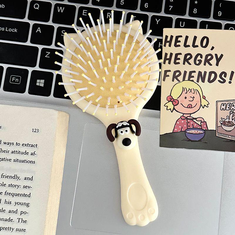 Cartoon Puppy Airbag Comb & Mirror: Portable Mini Massage Cushion