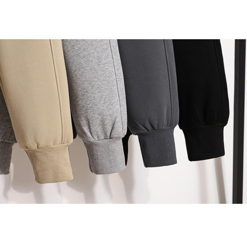 Winter Harlan Bunched Feet and Fleece Embroidered Thick Sweatpants