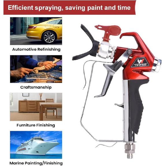Airless Paint Spray Gun with 517 tip High Pressure 4000 PSI Red Series Airless Sprayer Gun (4 Finger)