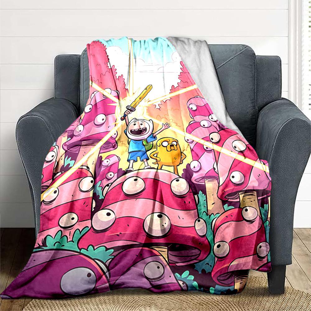 1pc Adventure Time Blanket Lightweight Flannel Throw For Sofa, Bed, Travel, Camping, Livingroom, Office, Couch, Chair, And Bed