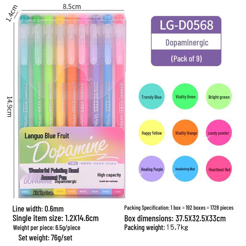 Morandi Color Planner Pen Set: Large Capacity Gel Pens with Needle-tip for Students and Drawing, Fluorescent Blue Fruit 0551.