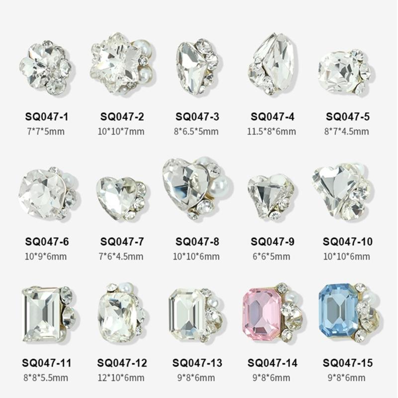 10Pack Rhinestones 3D Nail Art Crystal Rhinestones Nail Tips Decorations Crystal 3D Nails Charm Manicure for Women
