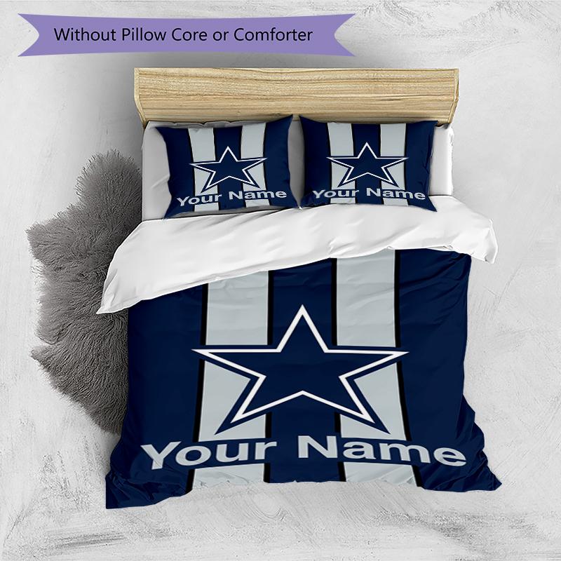 Cowboys Fan Gear Custom Name Text Print 1Pc Bedding Set Duvet Cover With Two Pillowcases Soft Bed Linen For Household Bedroom