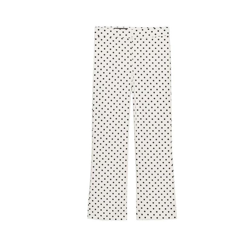 

Autumn New Women clothes A- line Pants Foot Decoration Layer Straight High Waist Polka Dot Mini Flared Trousers 3152507 Nude color L