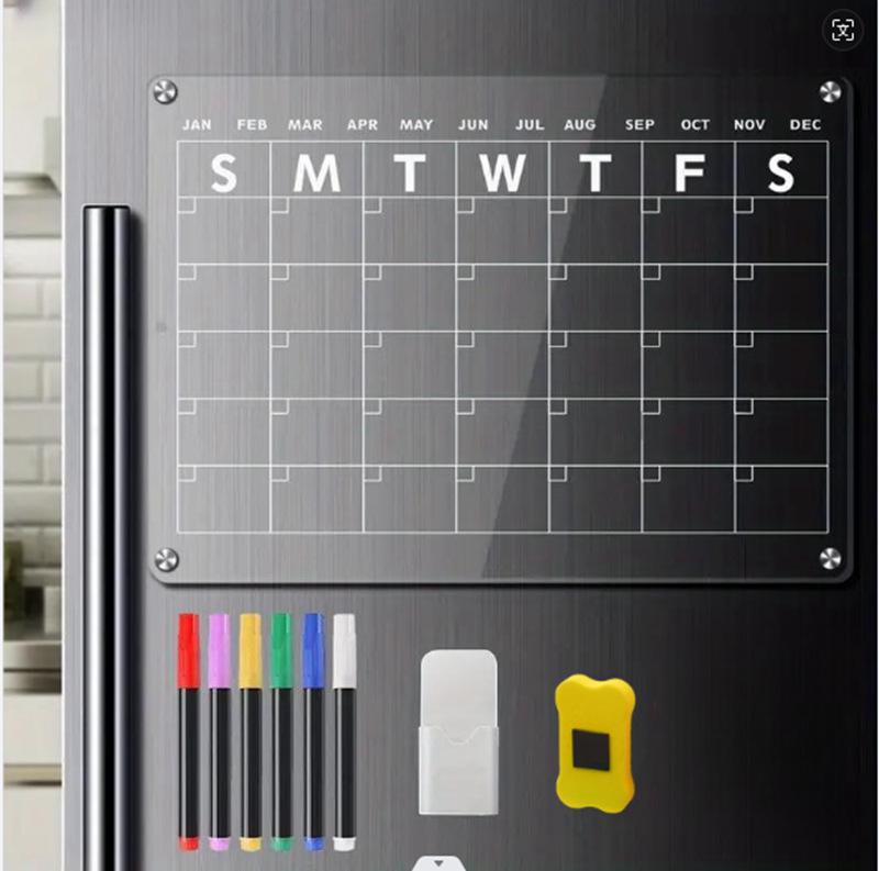 Clear Magnetic Acrylic Weekly Planner Erasable Fridge Message Board