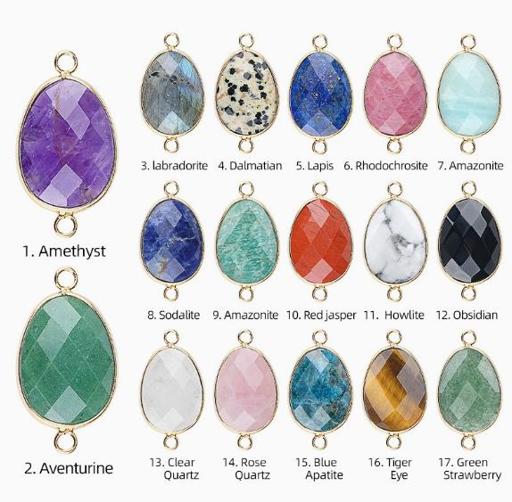 Natural Crystal Stone Charms Faceted Waterdrop Connector with Brass Findings Golden for Necklace Bracelet Jewelry Making DIY
