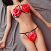 Passionate Rose Flower Lingerie Set: Hollow-Out Bra & Bikini Pajama