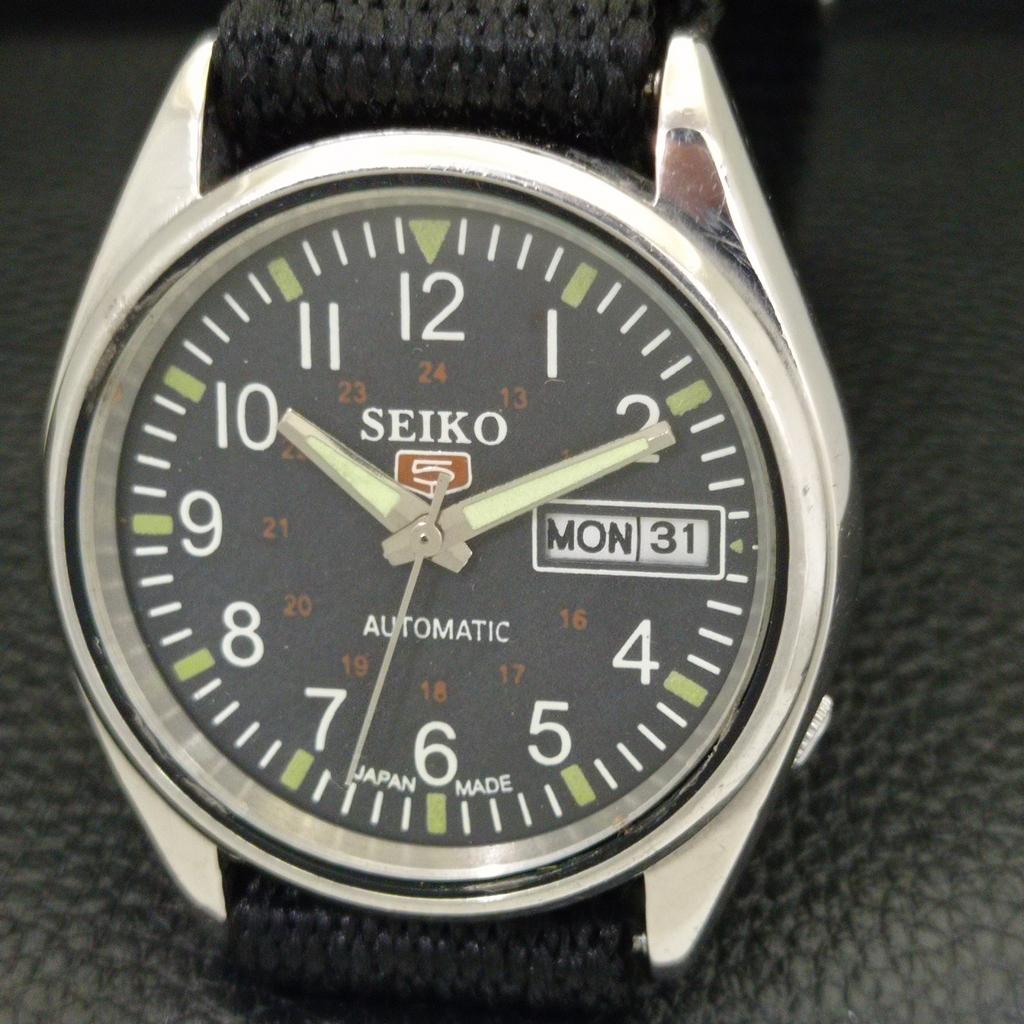 AUTOMATIC 6309A VINTAGE SEIKO 5 JAPAN MENS BLACK COLOR DIAL WATCH a701470-5 R206b-a701470