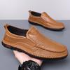 Mens Hollow Out Leather Shoes High Quality Cowhide Casual Shoe Breathable Business Shoes for Men Slip-On Driving Shoes Moccasins