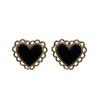 Retro Heart Stud Earrings: Drip Glaze Style, Women's Autumn/Winter S925 Silver Influencer Jewelry