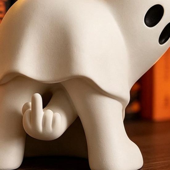 Halloween-Geschenke für Freunde Geist-Figur mit Mittelfinger, Niedliche Statue, Lustige Figuren Gruselige Harz-Humor Schreibtischdekoration Party Zuhause Büro