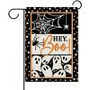 Orange Halloween Spooky Decorative Garden Flag, Hey Boo Spider Web Yard Outside Home Decoration, Funny Polka Dots Outdoor Small Decor Double Sided 12 