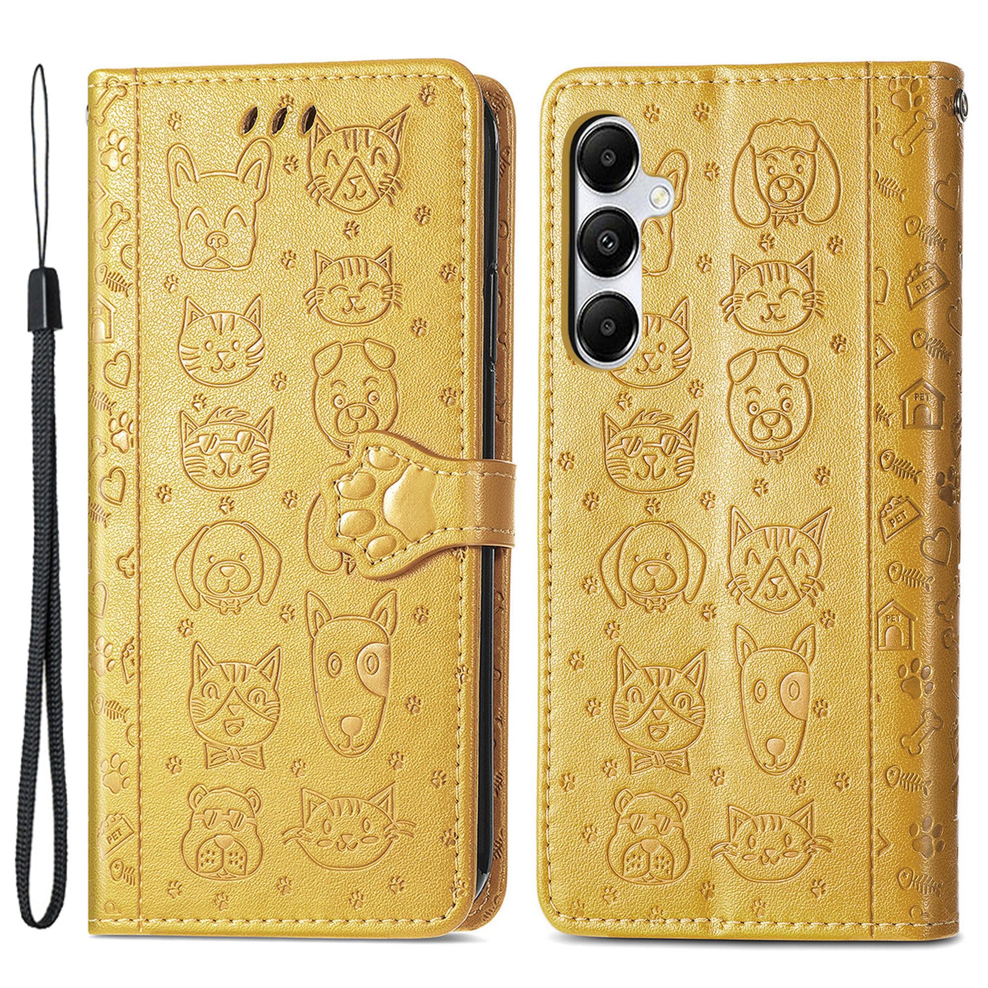 

Для Samsung Galaxy A55 5G Магнитный чехол для телефона Кожаный противоударный чехол с ремешком на запястье Yellow