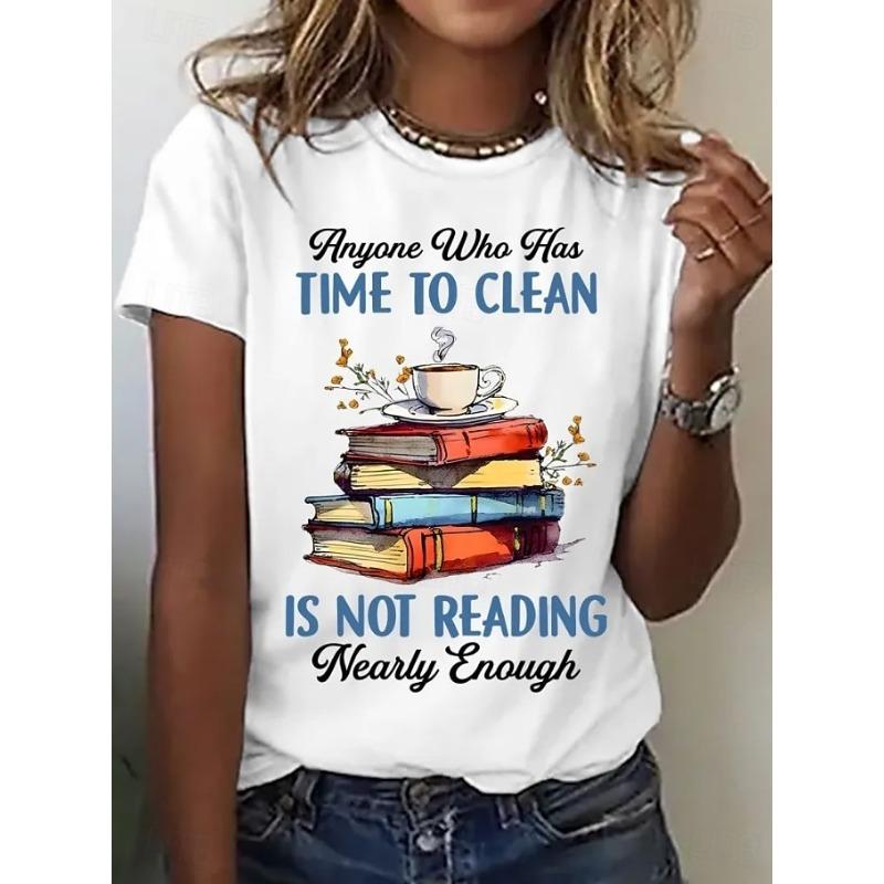 

Women s T Shirt Patchwork Print Letter Funny Slang Stylish Short Sleeve Crew Neck Regular Tops S