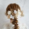 Dried and Preserved Flower Hair Ornament with Gold Leaf and Small Flowers for and Other Kimono [Bria] (white Gold) Coming-of-age Ceremonies,