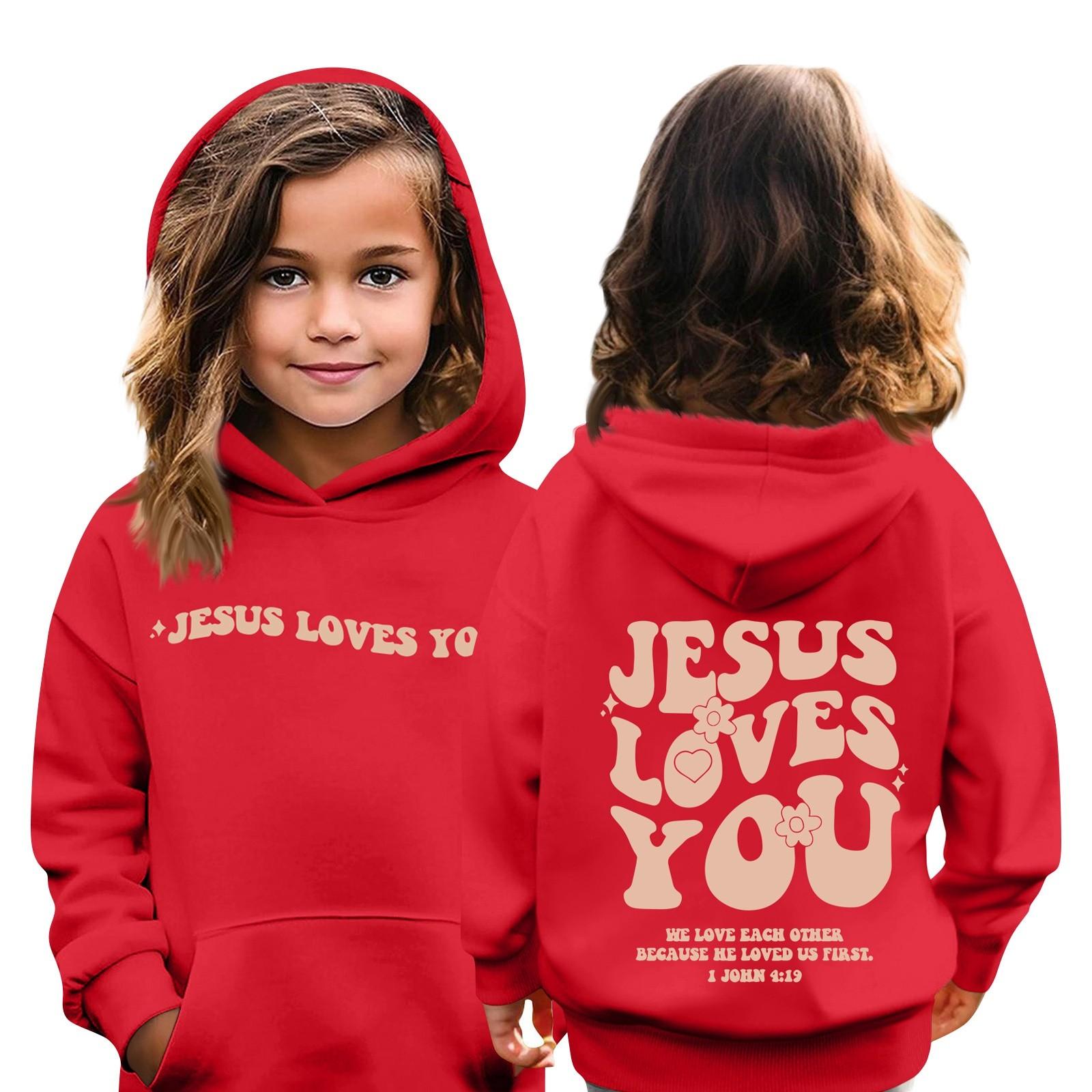 

Детская толстовка с капюшоном для мальчиков и девочек, модная принтованная толстовка с длинными рукавами и карманом 110 красный