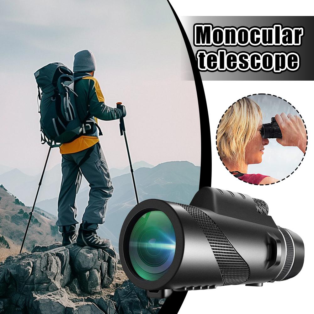 80x100 HD Powerful Monocular Telescope Color Box+Phone Clip+Tripod Holder Portable Telescope For Outdoor Camping Hunting 1PCS
