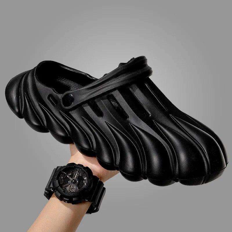 

Обувь Hole Shoes For Men s Outdoor Headshot Slippers, Спортивные сандалии на толстой подошве, Сандалии для ношения на открытом воздухе, Пляжные сандалии ZYT2423 40-41 чёрный