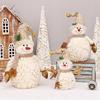 Schneemann mit Schal Schneemannpuppen Plüsch Winterdeko Weihnachtsregal-Sitzer Plüschpuppe Handgemacht (mit Schal-Stil)