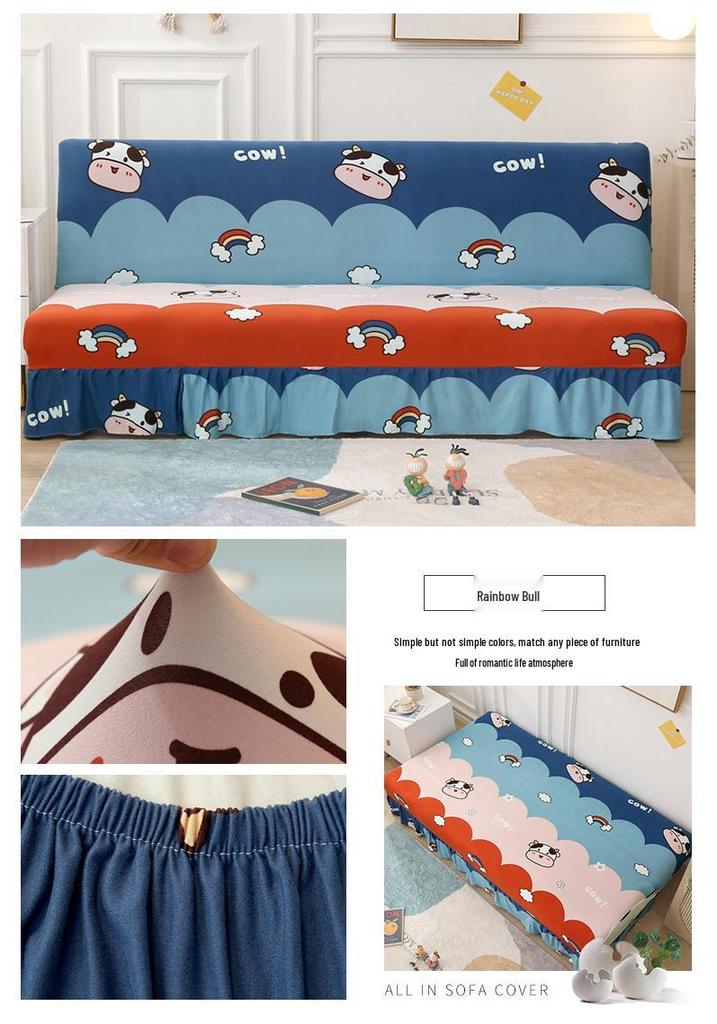 Universal Anti-slip All-Season Skirted Sofa Bed Cover for Armless and Foldable Sofas