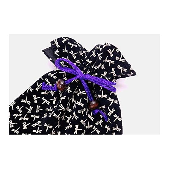 Japanese Goshuincho Case, Inden Leather, Dragonfly, Black, Drawstring Pouch, Japanese Style