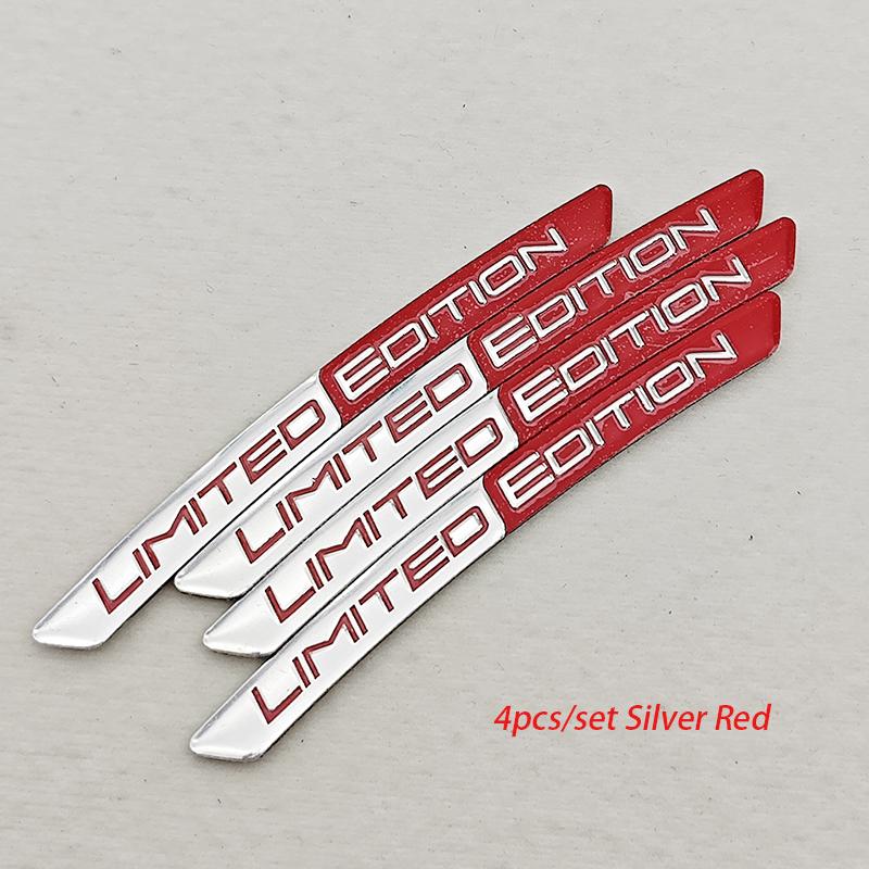 

4pcs Aluminium Logo LIMITED EDITION Emblem Car Wheel Hub Stickers Tire Rim Decorative Strips Auto Exterior Universal Accessories