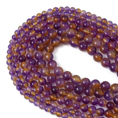 6/8/10 מ"מ חרוזי אבן טבעית סגול צהוב ירקן עגולים חרוזי מרווח רופפים לשרשרת יצירת תכשיטי עשה זאת בעצמך צמיד