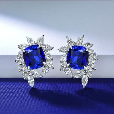 S925 Sterling Silver Earrings Stud Earrings For Women Wedding Ladies Luxury 10*11mm Red High Carbon Diamond Earrings Jewelry