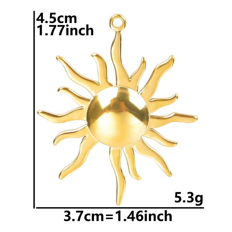 6pcs Real Gold Plated Sun Charms For Jewelry Making Supplies Stainless Steel Charm Pendants Heart Moon Thread Sunshine Material