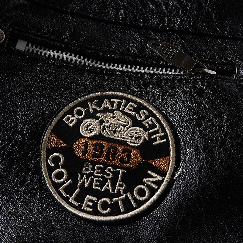 [English details] European size men's leather jacket new men's pu jacket European and American locomotive clothing velvet leather jacket men