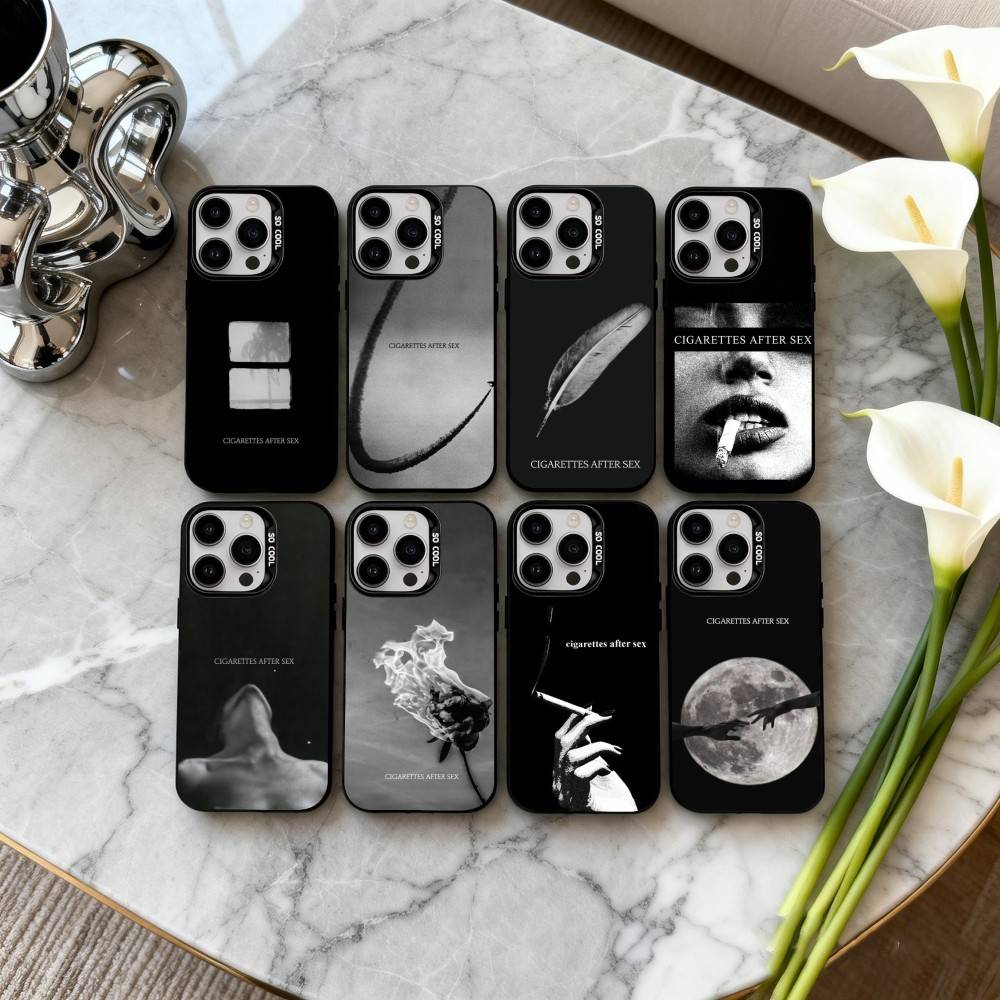 C-Cigarettes A-After Sex B-Band Phone Case For iPhone17,16,15,14,13,12,11 Plus,Pro Max Black Candy silver phone case