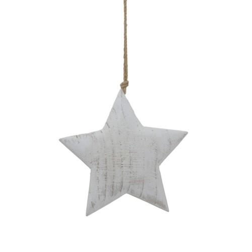 Hill Interiors White Washed Star Christmas Hanging Decoration