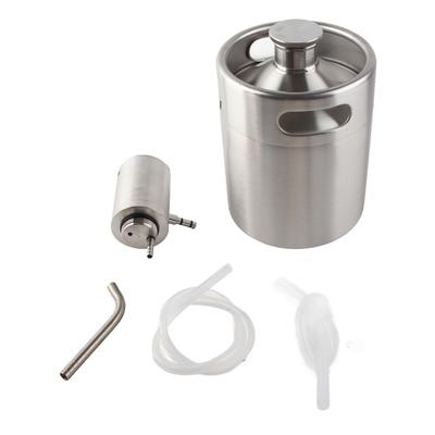 Beer Dispenser with Silicone Tube Stainless Steel 2L Mini Beer Keg for Bar Home Beer Supplies