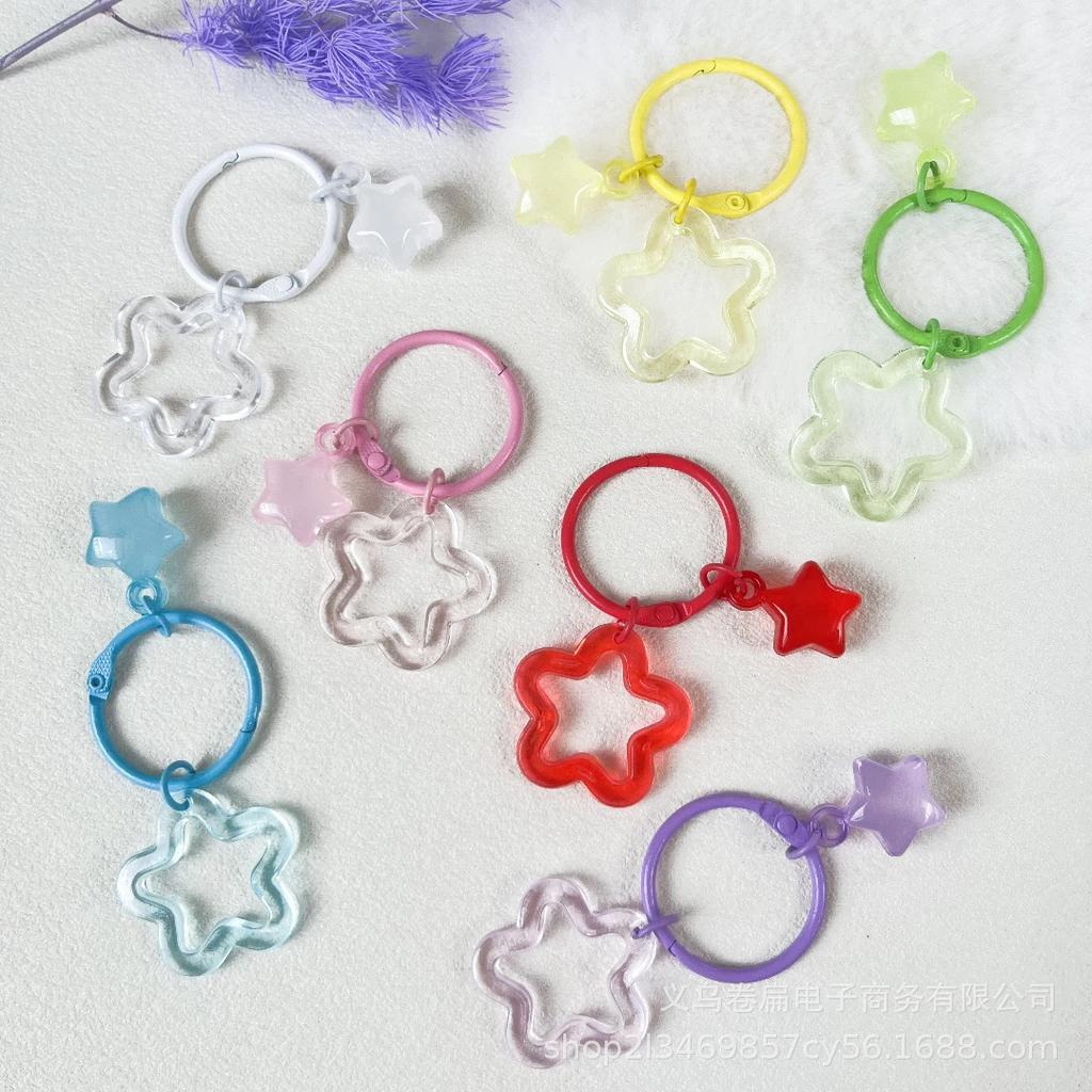 Transparent Acrylic Hollow Star Keychain - DIY Jelly Ring Accessory