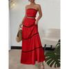 2026 Summer European & American Holiday Casual Strapless Lace Patchwork Long Dress & Two-Piece Women's Set