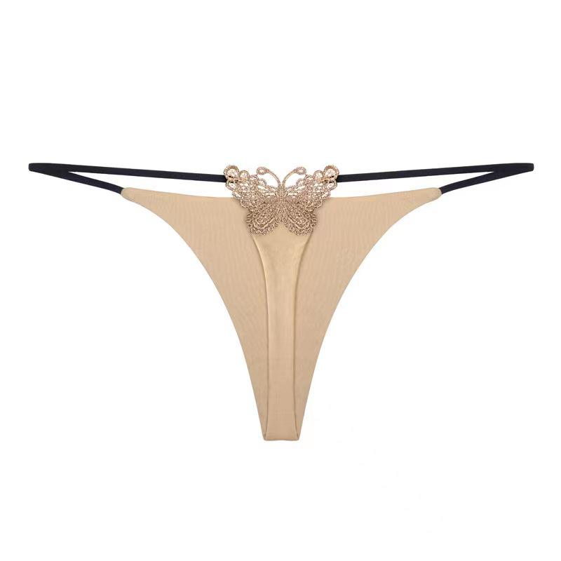 Butterfly Embroidery Low-Waist Seamless Thong - Spring/Summer Collection
