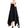 Summer Literary Loose Spaghetti Strap Tank Dress with Irregular Hem