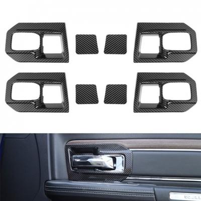 Interior Door Handle Bowl Frame Decor Cover for Dodge Ram 1500 11-17Carbon Fiber