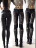 Punk Rock Faux Leather Lace-Up Skinny Pants for Women (FQ2174)