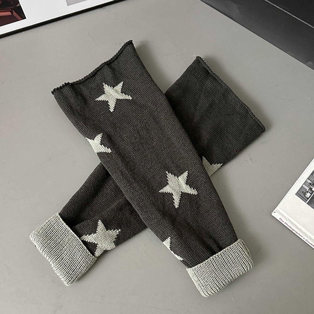 Five Pointed Star Lolita Boots Cover Double-sided Wear Long Tube Sock Knitted Foot Cover  Student