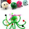 Bunte Chenille-Stäbchen mit Pompons für Kinder - DIY Lern-Bastelspielzeug