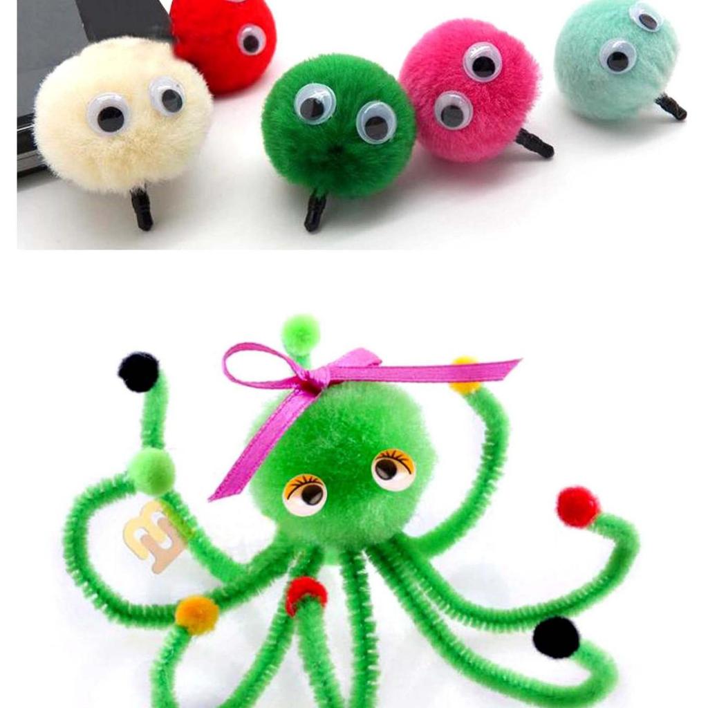 Bunte Chenille-Stäbchen mit Pompons für Kinder - DIY Lern-Bastelspielzeug