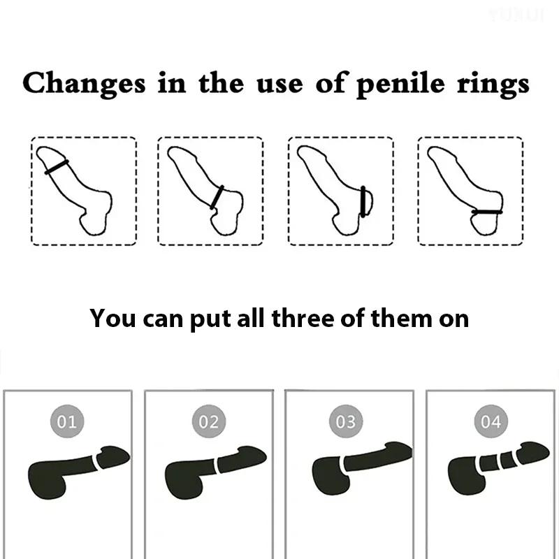 3Pcs Silicone Cock Ring Penis Ring Sex Toys For Men Delay Ejaculation Testicle Scrotum Ball Stretcher Erection Sex Products